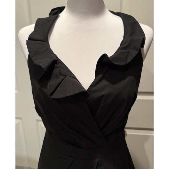 J.CREW Women’s 2 Black Ruffle Criss Cross Front Cotton Dress Black Classic Zip - Picture 4 of 7